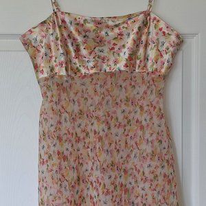 Satin & Chiffon Floral Chemise Nightie - M